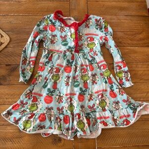 Whimsical Grinch Kids Nightgown - Red and Green